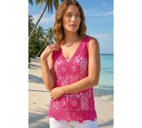 Roman Women's Petite Crochet Vest Top in Pink | Size: Small Roman Pink S