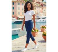 Roman Originals Cropped Trousers for Women UK Ladies Capri Leggings Summer Pants Short Crop Stretch 3/4 Length Three Quarter Pedal Pusher Clothes Elasticated Bengaline Cut Off - Midnight - Size 16