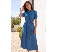 Roman Women's Petite Denim Midi Dress in Mid Blue | Size: 16