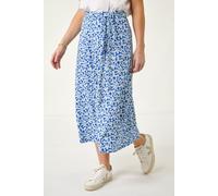 Petite Ditsy Floral Tie Waist Skirt Roman Blue 18