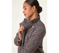 Roman Women's Petite Double Breast Funnel Neck Coat in Black | Size: 12 Roman Black 12