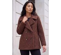 Roman Women's Petite Double Breasted Boucle Coat in Brown | Size: 18