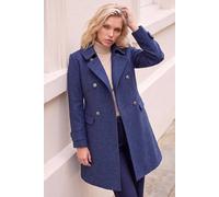Roman Women's Petite Double Breasted Military Coat in Mid Blue | Size: 8