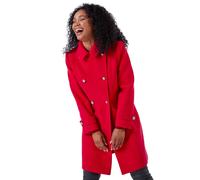 Roman Originals Petite Double Breasted Military Coat for Women UK - Ladies Everyday Holiday Autumn Winter Long Sleeves Comfy Soft Evening Vacation Work Smart Party - Petite Red - Size 18