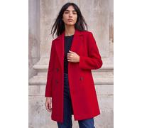 Roman Women's Petite Double Breasted Revere Collar Coat in Red | Size: 10