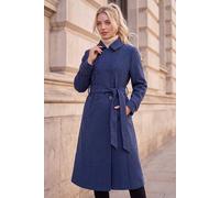 Roman Women's Petite Double Breasted Trench Coat in Mid Blue | Size: 16