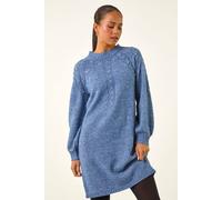 Roman Originals Knitted Jumper Dress for Women UK Ladies Stretchy Knit Knitwear Autumn Winter Casual Smart Pull On Work Long Sleeves Slouch Above Knee Short Length