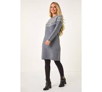 Petite Fairisle Knit Jumper Dress Roman Grey 18