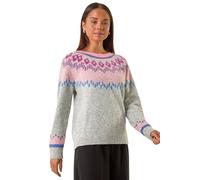 Roman Petite Fairisle Raglan Knit Jumper In Grey Grey 10