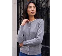 Roman Women's Petite Faux Pearl Button Cardigan Sweater in Dark Grey | Size: 8