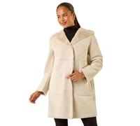 Roman Petite Faux Sheepskin Hooded Coat In Stone Stone 12