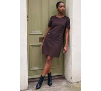 Roman Women's Petite Faux Suede Dress in Dark Brown | Size: 14