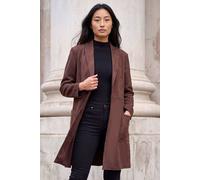 Roman Petite Faux Suede Pocket Jacket for Women UK - Ladies Everyday Autumn Winter Comfy Soft Evening Vacation Work Party Night Out
