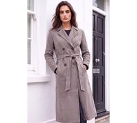 Roman Women's Petite Faux Suede Trench Coat in Taupe | Size: 16