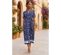 Roman Women's Petite Floral Border Stretch Dress in Navy | Size: 16 Roman Navy 16