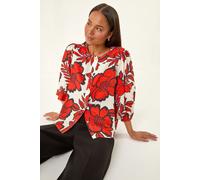 Petite Floral Buttoned Blouse Roman Red 16