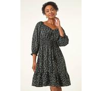Petite Floral Frill Dress Roman Black 10
