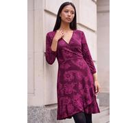 Roman Women's Petite Floral Frill Wrap Dress in Magenta | Size: 8