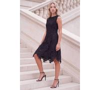 Roman Women's Petite Floral Lace Dress in Black | Size: 10