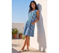 Roman Women's Petite Floral Pleat Front Pocket Dress in Blue | Size: 16