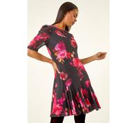 Roman Women's Petite Floral Print Mesh Stretch Dress in Black | Size: 10 Roman Black 10