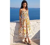 Roman Women's Petite Floral Print Shirred Midi Dress in Ivory | Size: 16 Roman Ivory 16