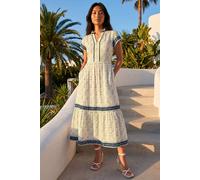 Roman Women's Petite Floral Print Tiered Midi Dress in Ivory | Size: 14 Roman Ivory 14