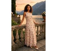 Roman Women's Petite Floral Ruched Waist Maxi Dress in Ivory | Size: 14