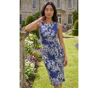 Roman Women's Petite Floral Side Tie Midi Dress in Navy | Size: 18 Roman Navy 18