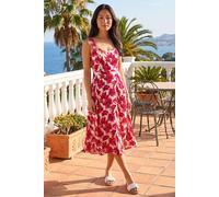 Roman Women's Petite Floral Strappy Midi Dress in Red | Size: 18