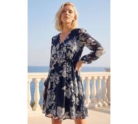 Roman Women's Petite Floral Wrap Dress in Navy | Size: 18