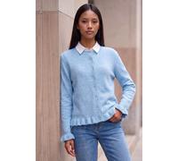 Roman Women's Petite Flute Hem Buttoned Cardigan Sweater in Blue | Size: 16