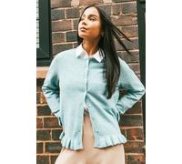Roman Women's Petite Flute Hem Buttoned Cardigan Sweater in Blue | Size: 18