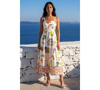 Roman Women's Petite Fruit Print Strappy Midi Dress in Ivory | Size: 18 Roman Ivory 18