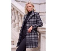Roman Women's Petite Funnel Neck Double Breasted Coat in Grey | Size: 16