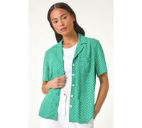 Roman Women's Petite Geometric Buttoned Blouse in Green | Size: 16 Roman Green 16