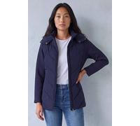 Roman Women's Petite Hooded Chevron Padded Coat in Navy | Size: 14