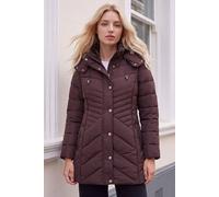 Roman Women's Petite Hooded Longline Quilted Coat in Chocolate | Size: 10 Roman Chocolate 10