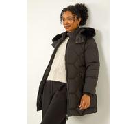 Roman Women's Petite Hooded Quilted Puffer Coat in Black | Size: 14 Roman Black 14