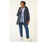 Roman Women's Petite Hooded Quilted Puffer Coat in Navy | Size: 14 Roman Navy 14