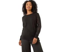 Roman Women's Petite Lace Contrast Knit Jumper in Black | Size: 10 Roman Black 10