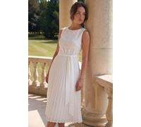 Petite Lace Pleat Midi Dress Roman Ivory 14