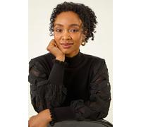 Petite Lace Sleeve Knit Jumper Roman Black M