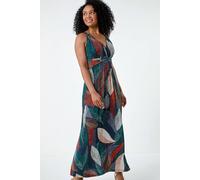 Roman Women's Petite Leaf Print Stretch Maxi Dress | Size: 14 Roman Multicolor 14