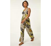Roman Women's Petite Leaf Print Wrap Jumpsuit in Lime | Size: 18 Roman Lime 18