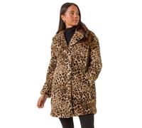 Roman Women's Petite Leopard Fur Coat in Brown | Size: 16 Roman Brown 16