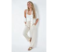 Roman Women's Petite Linen Blend Stripe Trousers in Natural | Size: 18 Roman Natural 18
