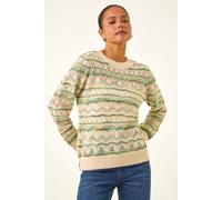Roman Women's Petite Melange Stripe Knit Jumper in Green | Size: 12 Roman Green 12