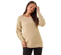 Roman Women's Petite Metallic Contrast Knit Jumper in Stone | Size: 12 Roman Stone 12