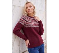 Roman Women's Petite Metallic Fairisle Jumper in Burgundy | Size: 10 Roman Burgundy 10